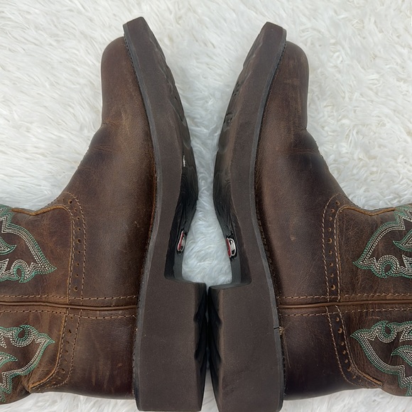 ❌SOLD❌Justin Gypsy Gemma 8" Western Boots Brown Green Festival Boho Rodeo Cowb… - Picture 9 of 11